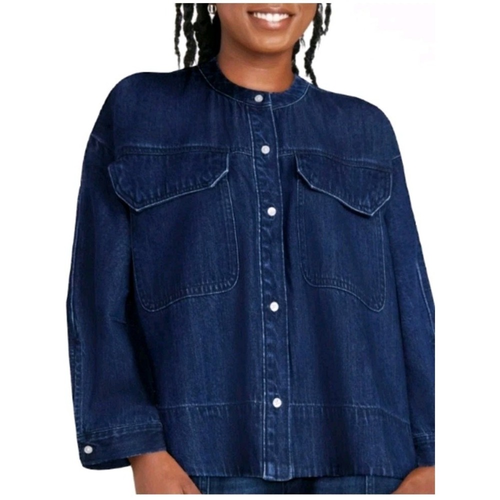 Scoop‎ Dark Blue Denim Button Down Shirt Jacket Size XL NWT